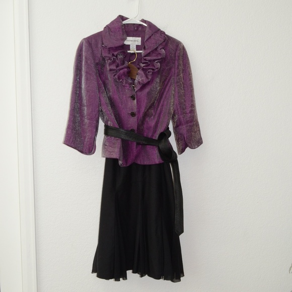 Vintage Victor Costa Metallic Purple Blazer 8 - Picture 4 of 8